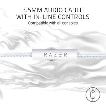 Razer Kraken Gaming Headset: Lightweight Aluminum Frame, Retractable Noise Isolating Microphone, for PC, PS4, PS5, Switch, Xbox One, Xbox Series X & S, Mobile, 3.5 mm Audio Jack - Mercury White