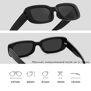 Teumire Retro Rectangle Sunglasses with UV400 Protection