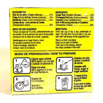 Tea CHUPA Panza, Tea Based ONGINGER Root, PINNEAPPLE, Flaxseed & Cinnamon (30 Tea Bags/0.10 oz Each)