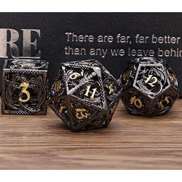 ARUOHHA Dungeons and Dragons Dice Hollow DND Metal Dice Set with Gift Box, 7 PCS Polyhedral Dice Set D&D Dice Set for MTG Pathfinder RPG, Role Playing Dice D and D Dice Set D20 D12 D10 D8 D6 D4