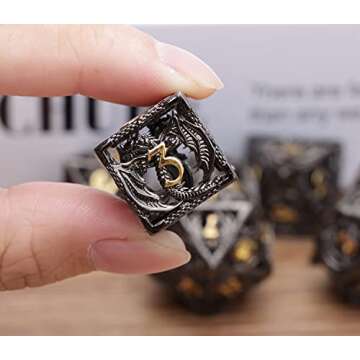 ARUOHHA Dungeons and Dragons Dice Hollow DND Metal Dice Set with Gift Box, 7 PCS Polyhedral Dice Set D&D Dice Set for MTG Pathfinder RPG, Role Playing Dice D and D Dice Set D20 D12 D10 D8 D6 D4