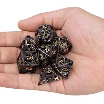 ARUOHHA Dungeons and Dragons Dice Hollow DND Metal Dice Set with Gift Box, 7 PCS Polyhedral Dice Set D&D Dice Set for MTG Pathfinder RPG, Role Playing Dice D and D Dice Set D20 D12 D10 D8 D6 D4