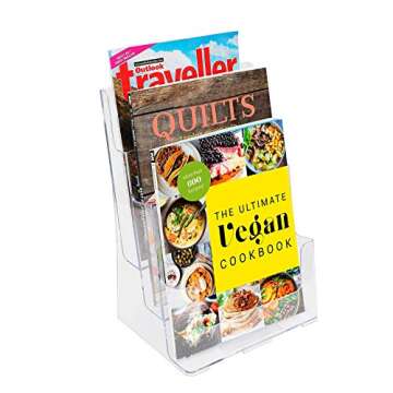KINGDOM SOLUTIONS - 3 Tier Acrylic Brochure Holder - Clear Acrylic Stand for Display, Flyer Holder, Dispensing Magazines, Menus, Phamplet, Documents, Price list - Retail Display - 4" x 9"