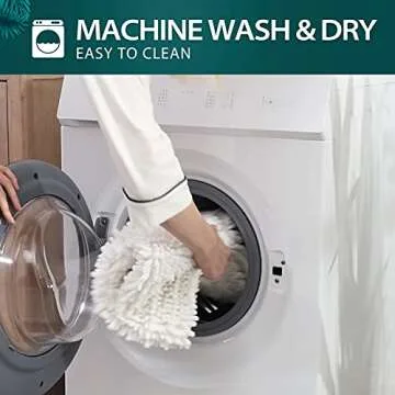 Suchtale Bathroom Rug Non Slip Bath Mat (20x32 Inch White) Water Absorbent Super Soft Shaggy Chenille Machine Washable Dry Extra Thick Perfect Absorbant Best Large Plush Carpet for Shower Floor