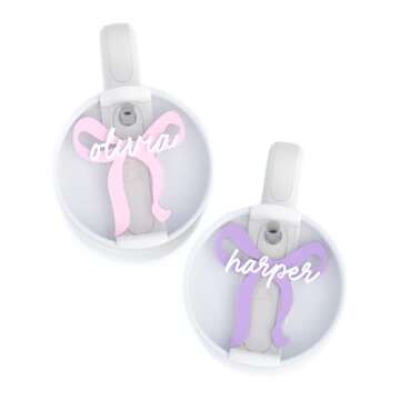 The Cotton & Canvas Co. Personalized Bow Stanley Name Tag, Stanley Name Plate, Acrylic Lid Topper, C...