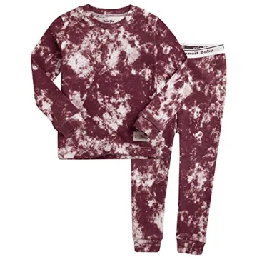 Vaenait Baby Kids Boys 100% Cotton Sleepwear Pajamas 2pcs Set Prism Burgundy M