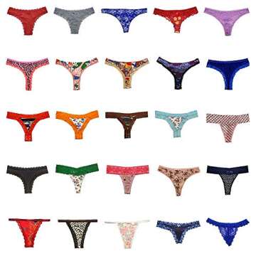 Dircho Women's Underwear Variety of Panties - 28 Pcs (Thongs, G-Strings, and More!)