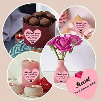 Heart Shaped Color Coding Direct Thermal Labels 2'' -Valentine's Day Thermal Sticker Labels-Address Shipping Thermal Printer Stickers Personalized Sticker Labels for Gift,Barcodes,Home Business 500Pcs
