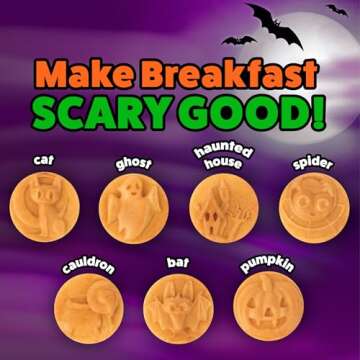 Halloween Mini Waffle Maker - 7 Different Spooky Designs, Make Breakfast Fun with Electric Nonstick ...