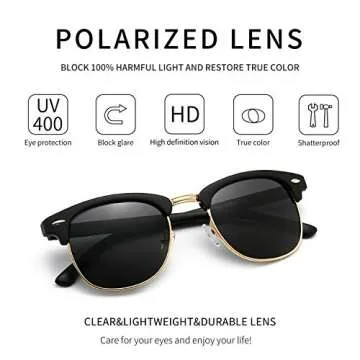 SUNGait 80s Retro Semi Rimless Polarized Sunglasses