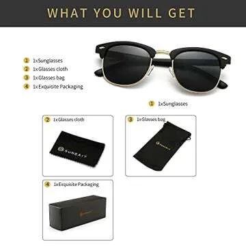 SUNGait 80s Retro Semi Rimless Polarized Sunglasses