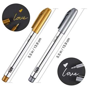 Gersoniel Gold and Silver Metallic Marker Pens, Metallic Permanent Markers Suitable for Cards Writin...