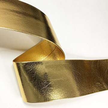 2-Yards 40mm Fold Over polyurethan Faux Leather Trim, TR-12192 (Gold)