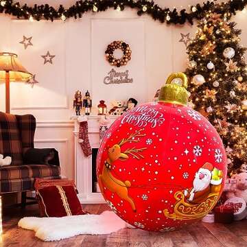 Light Up Inflatable Christmas Ball with LED Lighting