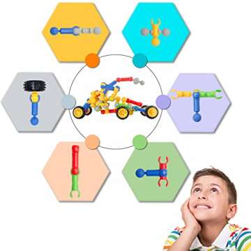 SHUNLAM Building Blocks for Kids, 170 Pcs STEM Toys for Boys and Girls, Safe and Creative Toy for Ag...