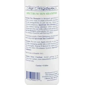 Chris Christensen Spectrum Ten Dog Shampoo, Groom Like a Professional, Gentle Cleansing, Gorgeous Shine, Made in USA, 473ml