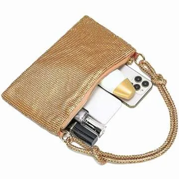 YIKOEE Glitter Rhinestone Purse Crystal Evening Clutch Bag (Gold)