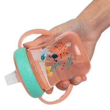 The First Years - Soft Spout Sippy Cup - Toddler Trainer Cup for 6+ Months -with Handles and Leak Proof Lid - 7 Oz - Floral Ladybug Print - 2 Count