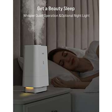 TOPPIN Humidifiers for Bedroom Large Room, 4.5L Top Fill Cool Mist Ultrasonic for Plants with Essential Oils, Super Quiet, Last up to 45Hours, Auto Shut-off, Timer, Nightlight, Handle Design