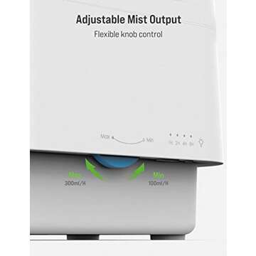 TOPPIN Humidifiers for Bedroom Large Room, 4.5L Top Fill Cool Mist Ultrasonic for Plants with Essential Oils, Super Quiet, Last up to 45Hours, Auto Shut-off, Timer, Nightlight, Handle Design