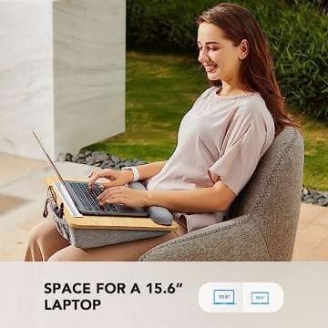 HUANUO Lap Laptop Desk - Portable Lap Desk with Pillow Cushion, Fits up to 15.6 inch Laptop, with An...
