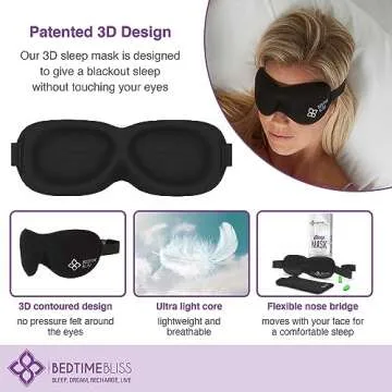 Sleep Mask | Eye Mask for Sleeping Men/Women Better Than Silk Our Luxury Blackout Contoured Eye Masks are Comfortable - This Sleeping mask Set Includes Carry Pouch and Ear Plugs (No Scent)