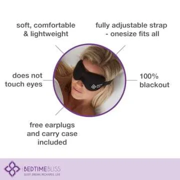 Sleep Mask | Eye Mask for Sleeping Men/Women Better Than Silk Our Luxury Blackout Contoured Eye Masks are Comfortable - This Sleeping mask Set Includes Carry Pouch and Ear Plugs (No Scent)