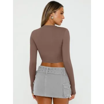 Trendy Queen Women's Long Sleeve Crop Tops for Stylish Comfort