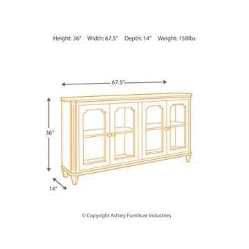 Signature Design by Ashley Mirimyn Vintage 68" 4-Door Accent Cabinet with Mirrored Glass and 2 Adjustable Shelves, Gray