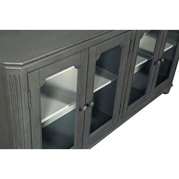 Signature Design by Ashley Mirimyn Vintage 68" 4-Door Accent Cabinet with Mirrored Glass and 2 Adjustable Shelves, Gray