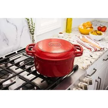 Lodge 7 Quart Enameled Cast Iron Double Dutch Oven