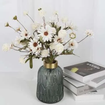 IPOPU 8PCS White Chrysanthemum & Daisy Flowers for Home Decor