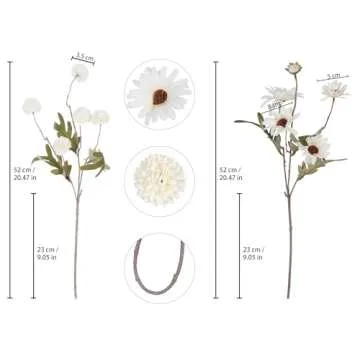 IPOPU 8PCS Faux Chrysanthemum and Daisy Floral Set