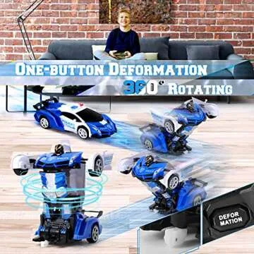 Dolanus Remote Control Car - Transform Robot RC Cars Contains All Batteries: One-Button Deformation and 360 Degree Rotating Drifting, Present Christmas Birthday Gift for Boys/Girls