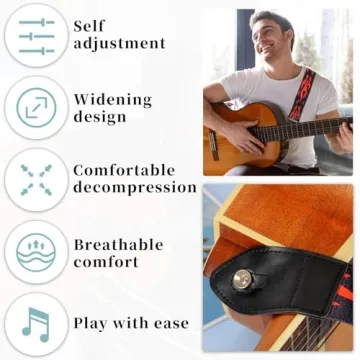 Qivorimith Adjustable Guitar Strap with Pick Box
