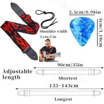 Qivorimith Adjustable Guitar Strap with Pick Box
