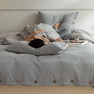 Luxurious VM VOUGEMARKET Plaid Duvet Queen Cover Set