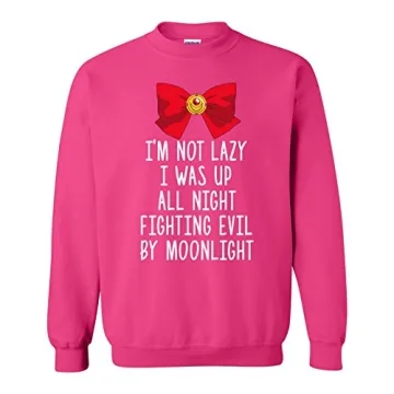 Funny Anime Manga Sweatshirt - 'I'm Not Lazy, I was Fighting Evil by Moonlight' - Small - Heliconia