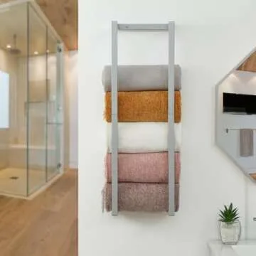 Towel Rack for Rolled Towels, Towel Rack for Bathroom,Wall Mounted Metal Bathroom Organizer, Bath To...