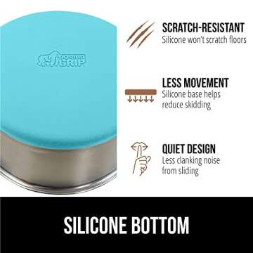 Gorilla Grip Set of 2 Dog Bowls, Holds 6 Cups (48 fl oz), Heavy Duty Metal Food and Water Bowl for Feeding Dogs and Cat, Dishwasher Safe, Rust Resistant Stainless Steel, BPA Free Rubber Base Turquoise