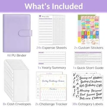 Sooez Budget Binder with Money Saving Challenge, Money Saving Binder with Cash Envelopes, Expense Sh...