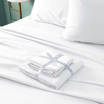 BYSURE King Size Sheets Set White - Super Soft Hotel Luxury Bed Sheets with Deep Pockets, 1800 Thread Count 100% Microfiber, Wrinkle & Fade Resistant