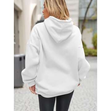 EFAN Womens Oversized Hoodies Sweatshirts Fleece Hooded Pullover Tops Sweaters Casual Comfy Fall Fashion Outfits Clothes 2025 White M