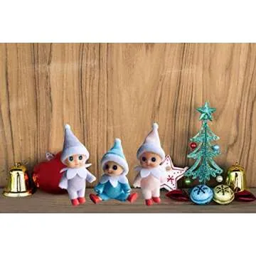 WULEEUPER Tiny Baby Elf Doll | Christmas Miniature Elf Decoration | Newborn Gift | Baby Grow Dolls with Feet and Shoes (Blue)