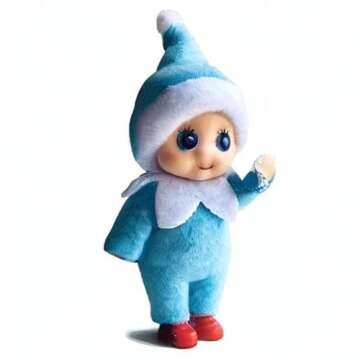 WULEEUPER Tiny Baby Elf Doll | Christmas Miniature Elf Decoration | Newborn Gift | Baby Grow Dolls with Feet and Shoes (Blue)