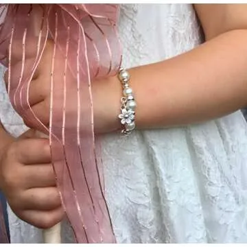 Flower Girl Bracelet Flower Girl Proposal Gift Will You Be My Flower Girl Bridesmaid Proposal Gifts Maid Of Honor Gifts From The Bride Flower Girl Jewelry Bridesmaid Jewelry Gifts -White 7-9