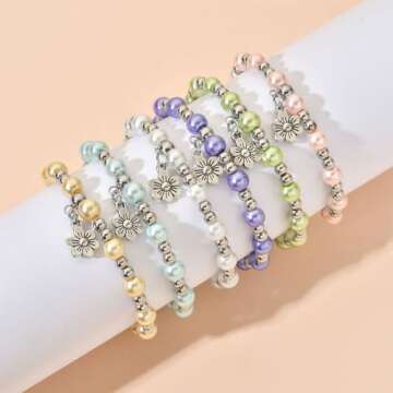 Flower Girl Bracelet Flower Girl Proposal Gift Will You Be My Flower Girl Bridesmaid Proposal Gifts Maid Of Honor Gifts From The Bride Flower Girl Jewelry Bridesmaid Jewelry Gifts -White 7-9