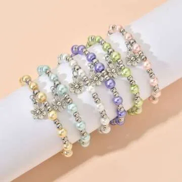 Flower Girl Bracelet Flower Girl Proposal Gift Will You Be My Flower Girl Bridesmaid Proposal Gifts Maid Of Honor Gifts From The Bride Flower Girl Jewelry Bridesmaid Jewelry Gifts -White 7-9