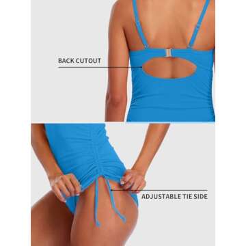 SOCIALA Ribbed One Piece Tummy Control Swimsuit