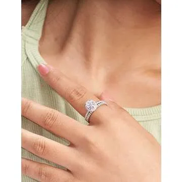 Oivley Oval Halo Engagement Ring - Stunning AAAAA CZ Gemstones